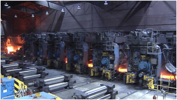 Hot rolling at a stainless steel mill